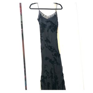 Long bias cut beaded silk slip dress